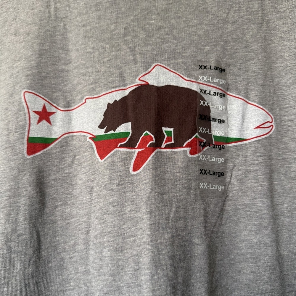 Rep Your Water Mens T Shirt XXL California Bear Fish Spun Cotton Blend  Gray